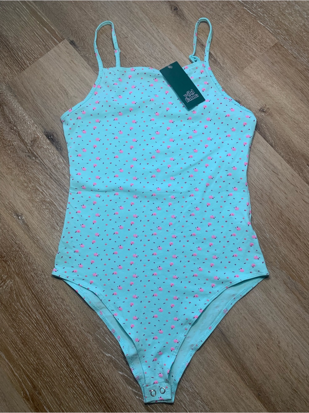 Wild Fable Adorable Blue Floral Tank Bodysuit Cotton Size Small NWT